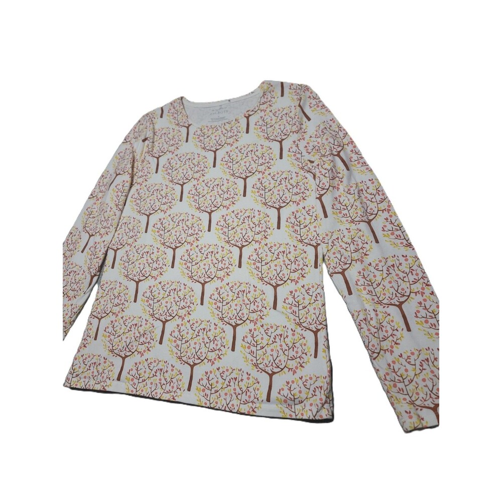 Talbots Tee Long Sleeve Women's Size M Stretch Soft Autumn Tree Print